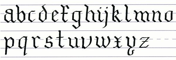 gothic script - lowercase alphabet