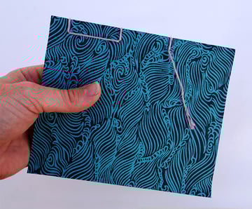 Stitch up through hole 1 again