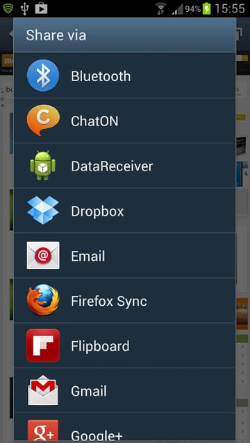 The App in the Browser Share List