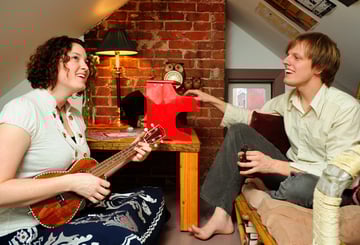 Here's a quick example. In this small attic space, it was easy to bounce the light. There are so many small details in this image that I didn't want the light to distract from the content. The natural looking light works well.