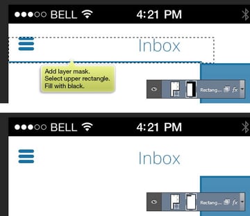 add layer mask hide upper rectangle