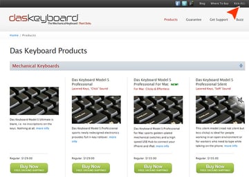 Daskeyboards has a generic design with a very different feature in the top right corner