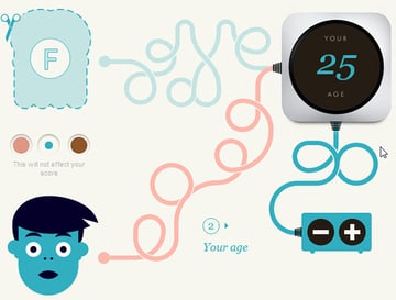 Slavery Footprint chooses a non-literal route to illustrate the site using brightly colored cartoon-style illustrations