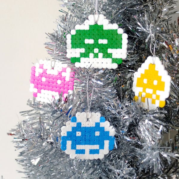 Make a Set of Space Invaders Christmas Ornaments