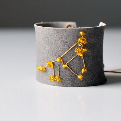 How to Make a Leather Cuff With an Embroidered Zodiac Design