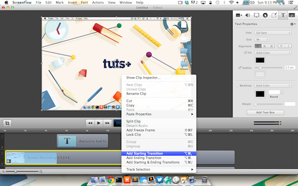 Inserting animated transition