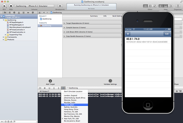 Geofencing with Core Location: Changing the Simulated Location of the iOS Simulator - Figure 9