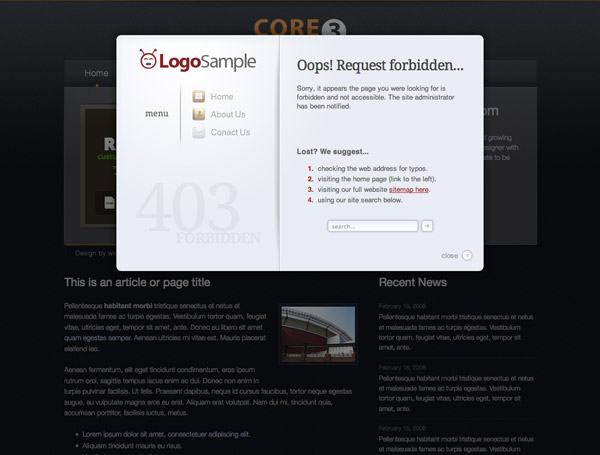 Sleek Server Error Pages
