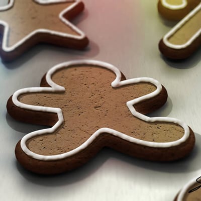 Crea una escena con una galleta de jengibre usando objetos inteligentes