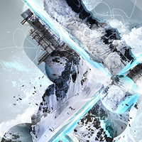 Erstellen eines abstrakten Kunstwerks zum Thema eisiger und kalter Schnee