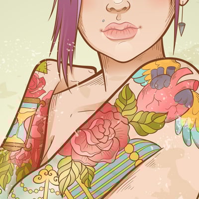 Create a Punk Queen of Hearts With a Sleeve Tattoo in Illustrator