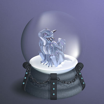 Dragón en un globo de nieve: cómo vectorizar un bebé dragón