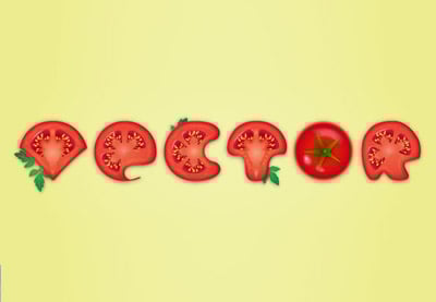 Cómo crear un efecto de texto de tomate detallado en Adobe Illustrator