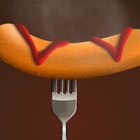 Cómo ilustrar una salchicha con kétchup