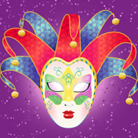 Crea una colorida máscara de carnaval vectorial