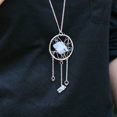Make a Statement Dreamcatcher Necklace with Stones and Wire