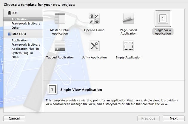 Bluetooth Connection: screenshot of new project screen